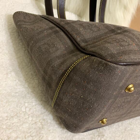 DOONEY & BOURKE Vintage N/S Expresso Plaid Canvas Logo Shopper Tote SP144 - Picture 8 of 16